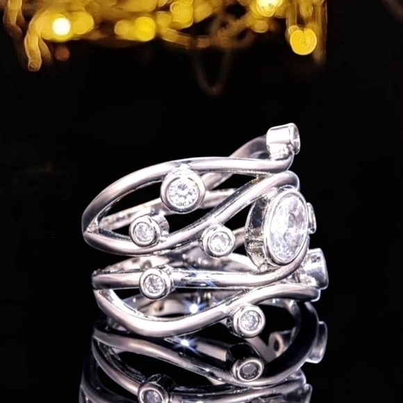 Diamond  Silver Stack Ring - Picture 3 of 3